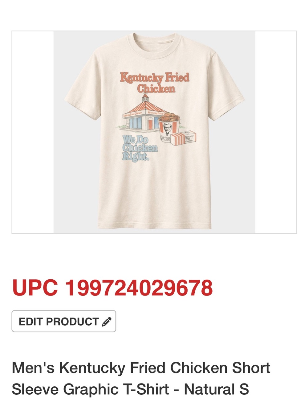 Men's Natural Kentucky Fried Chicken Graphic T-Shirt